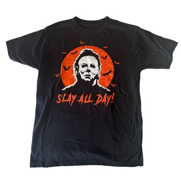 John Carpenter's Halloween Other - Michael Myers "Slay All Day" Halloween T-Shirt Kids Size XL Black & Orange